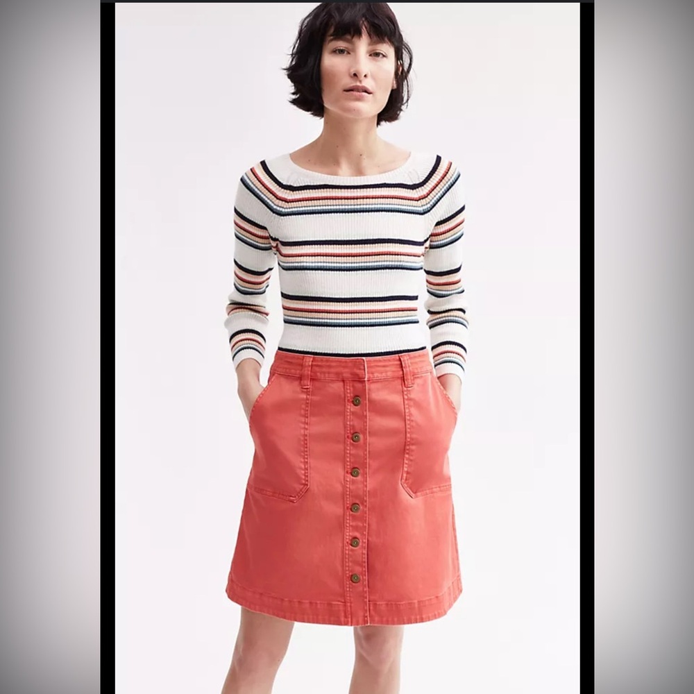 Pilcro and the letter press Coral Button-Front A-Line Skirt 6